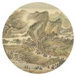 新中式水墨山水圆形装饰画