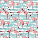 粉色火烈鸟海洋图案背景数码印花