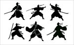 武士战斗姿态剪影