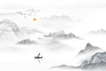 中式山水屏风画