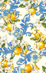 蓝白柠檬花纹图案设计