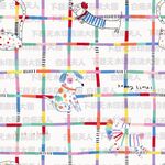 多彩格子动物图案布料