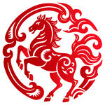中式剪纸风骏马图2026年马年