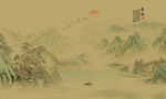 新中式水墨国画山水背景墙壁画