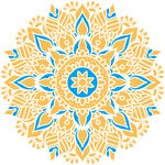 精美蓝黄曼陀罗花纹图案