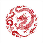 中式红底龙纹传统图案