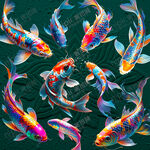 锦鲤鱼PSD分层素材