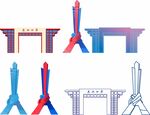 东兴建筑地标矢量图