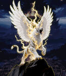 雷电神兽展翅于夜空