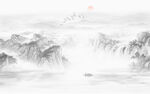 国画水墨山水画