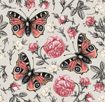 花卉蝴蝶图案印花面料四方连续