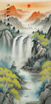 竖幅山水画