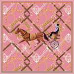 粉色背景马车图案方巾