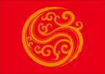 红色背景上的金色传统图案
