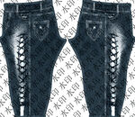 个性系带牛仔长裤