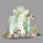 中式清新婚礼拱门花艺布置