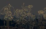 金色花卉线条艺术图案