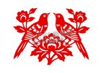 双鸟花卉镂空窗花贴纸