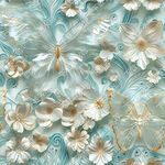 梦幻花卉与蜻蜓纹理图案