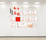 企业奋斗历程文化墙红色系中式