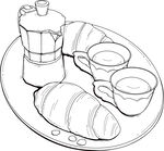 早餐简笔画 咖啡与面包 矢量图
