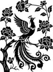 凤凰牡丹黑白花纹图案