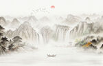 国画水墨山水画