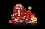 醒狮老虎国潮中国风周岁宴