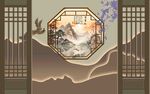 中式山水窗景意境图