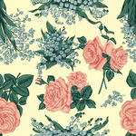 复古花卉图案背景四方连续数码印