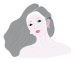 矢量人物优雅长发女性头像