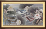 中式荷花锦鲤装饰画