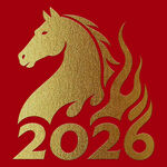 2026年金色火焰马年图形元素