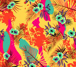 热带花卉植物图案背景