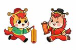 福娃马年贺岁鞭炮对联窗花贴纸