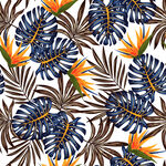 热带花卉植物图案背景无缝四方连