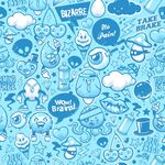 蓝色卡通图案无缝背景图