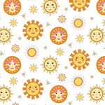 可爱太阳花朵无缝图案