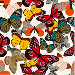 多彩蝴蝶图案背景数码印花四方连