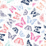 多彩蝴蝶图案背景纹理数码印花