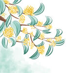 手绘桂花枝元素