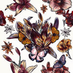 复古花卉图案设计数码印花