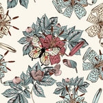 花卉蝴蝶图案无缝背景数码印花