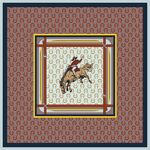 复古风骑马图案方形丝巾 