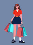 购物卡通女孩