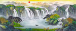 八方来财山水画