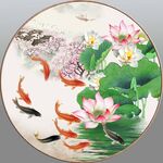 圆形锦鲤荷花图