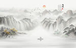 国画水墨山水画