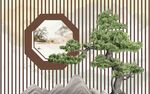 中式窗景下的精致盆景