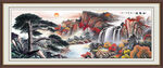 办公室迎客松山水画 